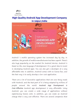 high quality android app development company