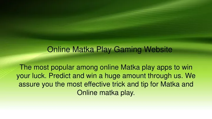 online matka play gaming website