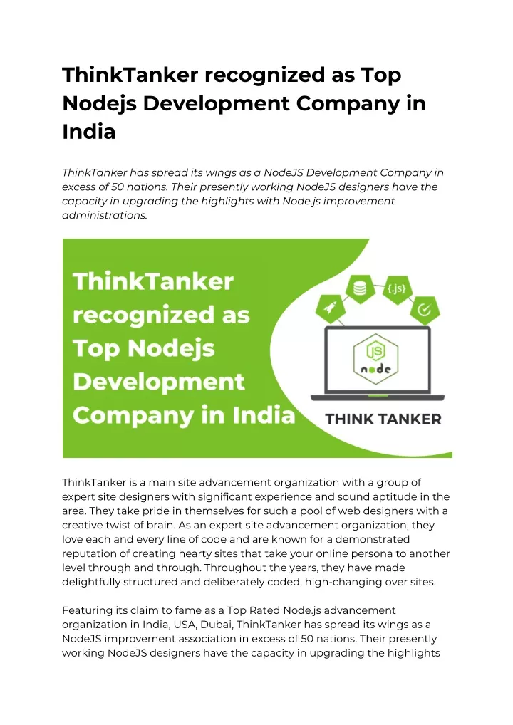 thinktanker recognized as top nodejs development