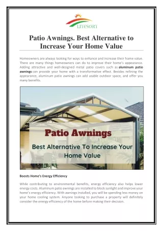Patio Awnings. Best Alternative to Increase Your Home Value