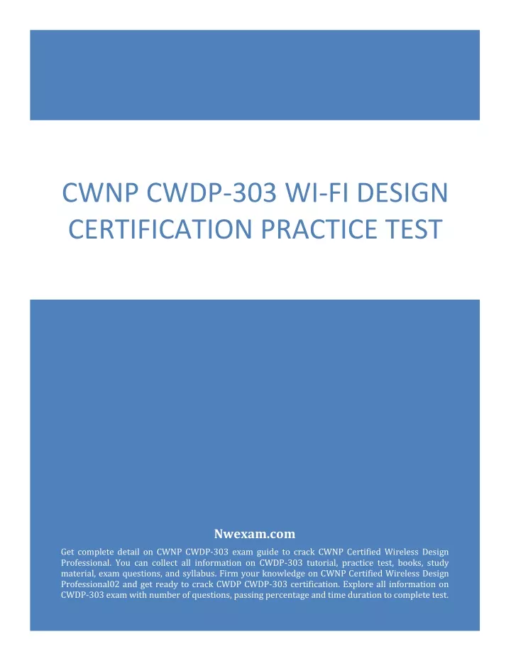 cwnp cwdp 303 wi fi design certification practice