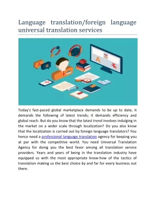 Language Translation/Foreign Language Universal Translation Services
