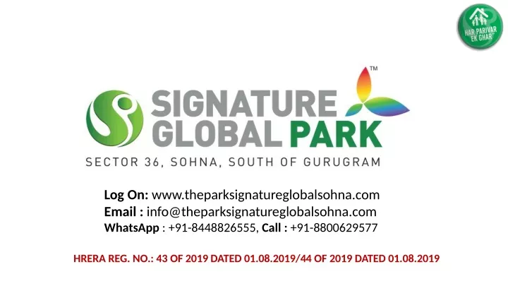 log on www theparksignatureglobalsohna com email