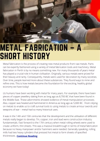 Metal Fabrication – A Short History