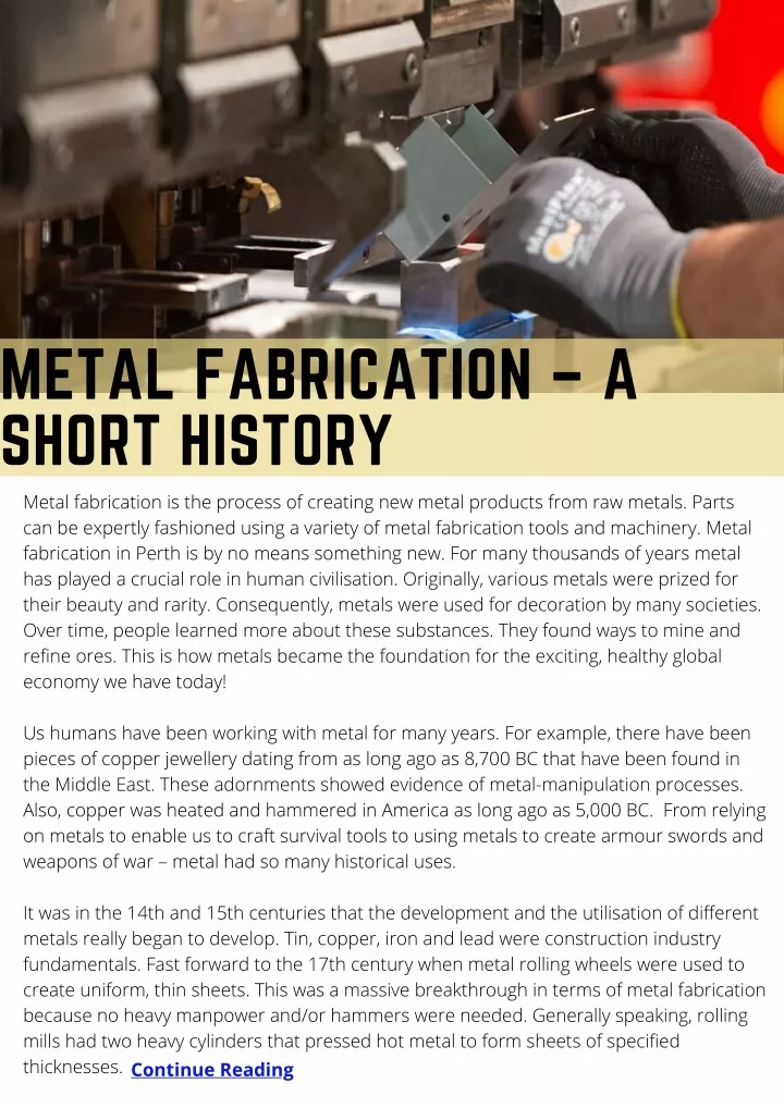 metal fabrication a short history