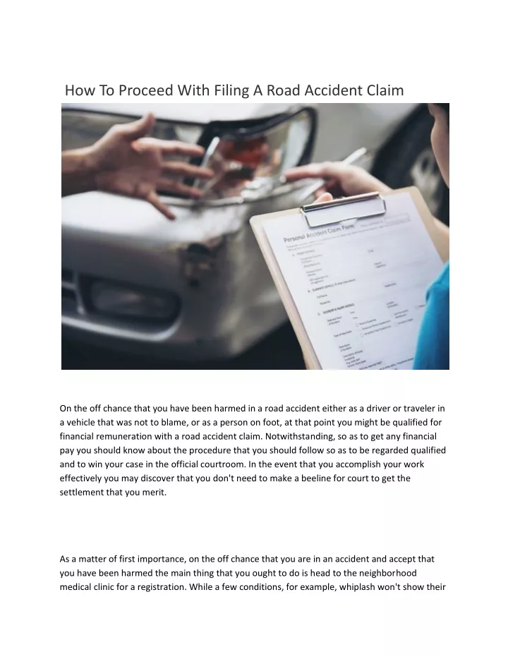 how to proceed with filing a road accident claim