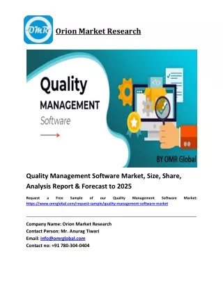 Quality Management Software Market Growth, Size, Share, Industry Report and Forecast 2019-2025