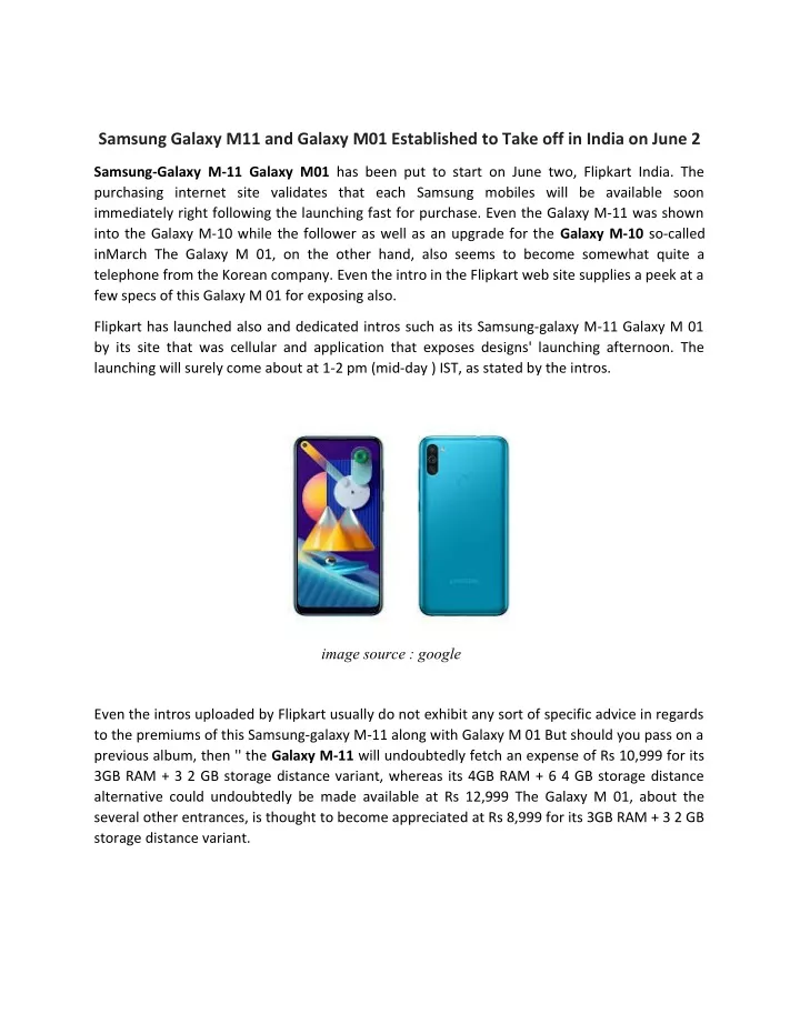 samsung galaxy m11 and galaxy m01 established