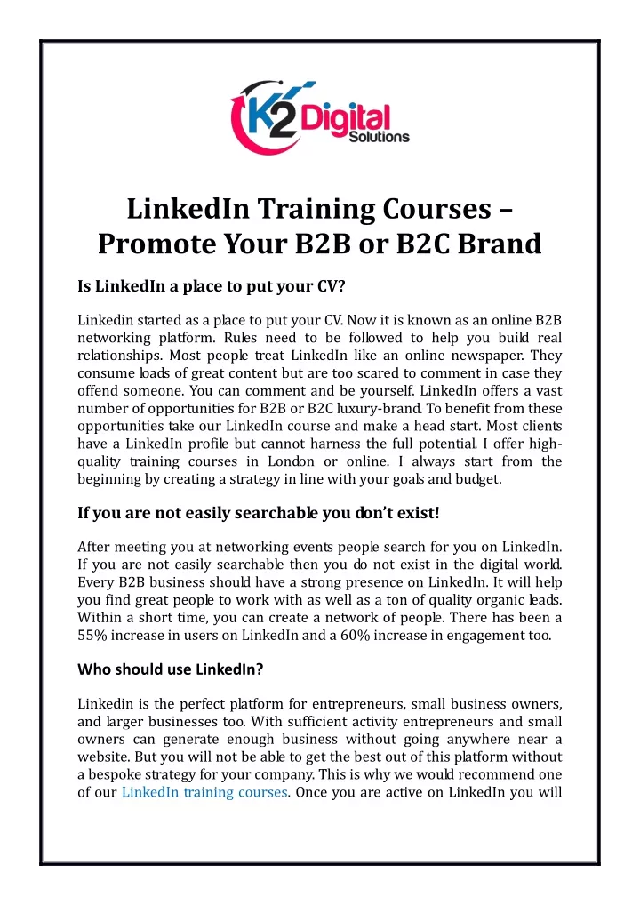 linkedin training courses promote your