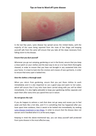 Tips on how to Ward off Lyme disease