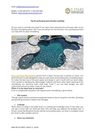 Tips for professional pool and patio remolding