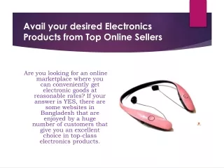 Avail your desired Electronics Products from Top Online Sellers