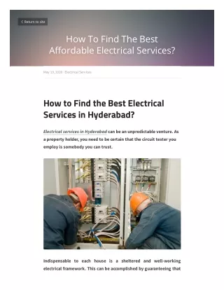 How to Find the Best Electrical Services in Hyderabad?