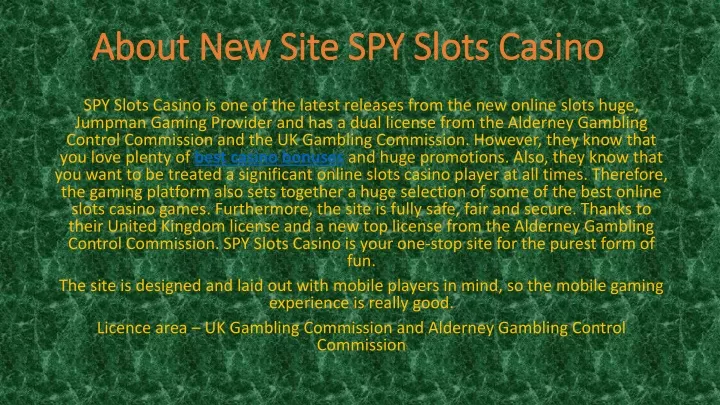 about new site spy slots casino