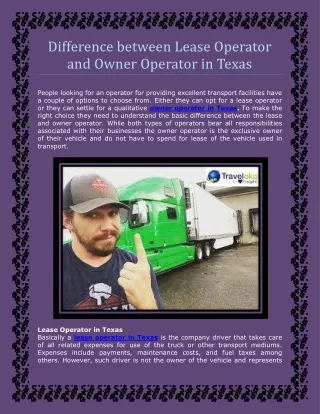 Difference between Lease Operator and Owner Operator in Texas