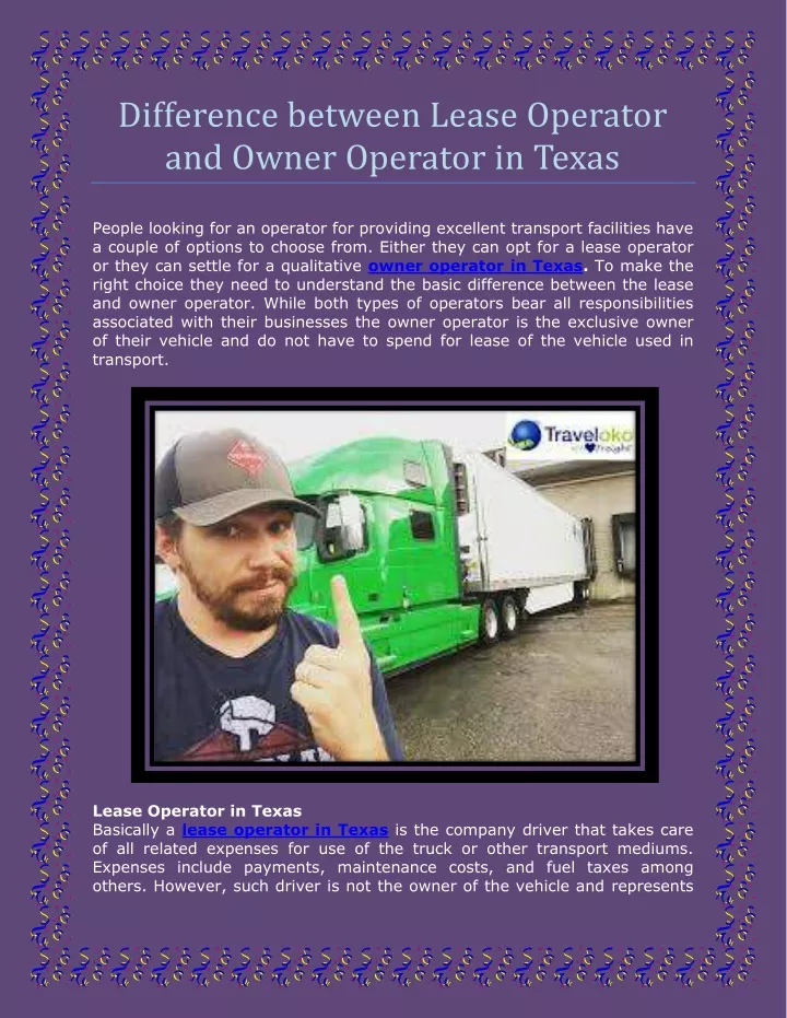 difference between lease operator and owner