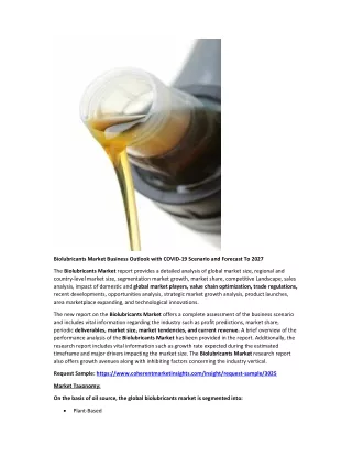 biolubricants market business outlook with covid
