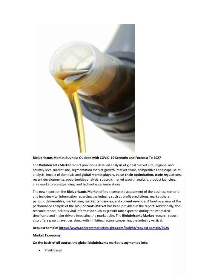 biolubricants market business outlook with covid