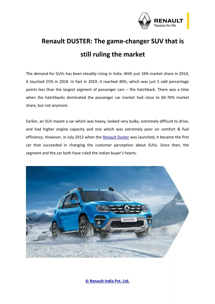 renault duster the game changer suv that is
