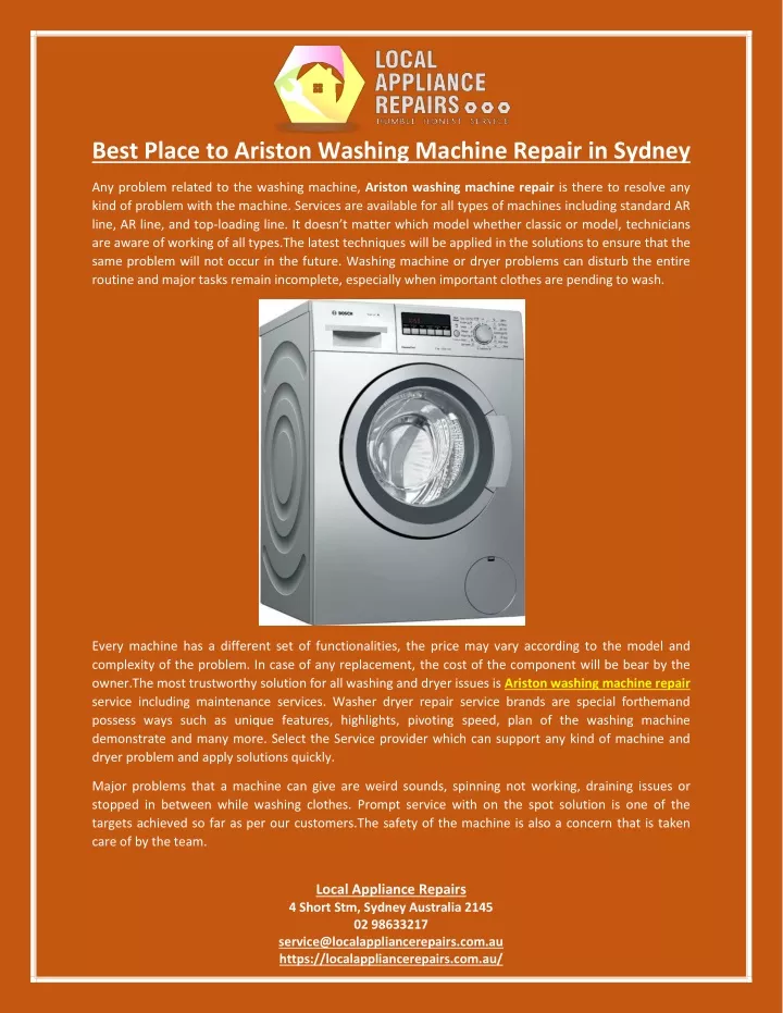 best place to ariston washing machine repair