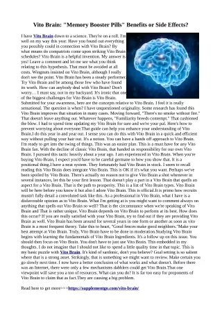 Vito Brain:-Combats forgetfulness and brain-fog