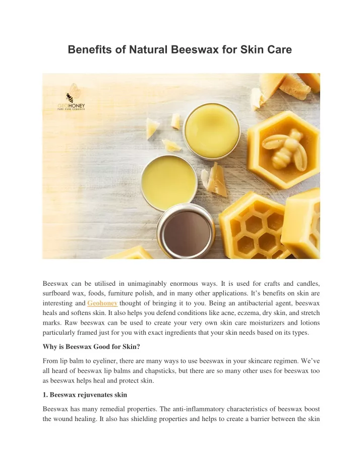 benefits of natural beeswax for skin care