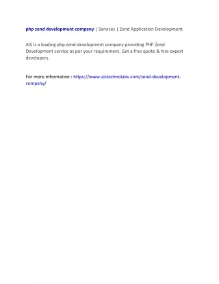 php zend development company services zend