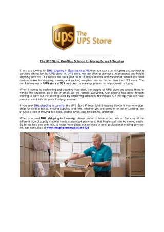 The UPS Store # 5129  One-Stop Solution for Moving Boxes & Supplies