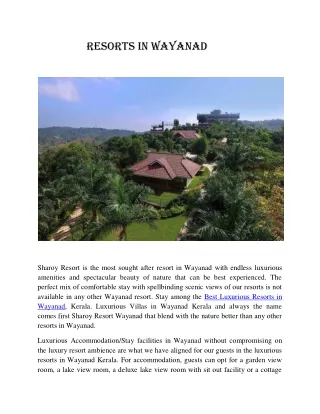 Luxury Resorts In Wayanad