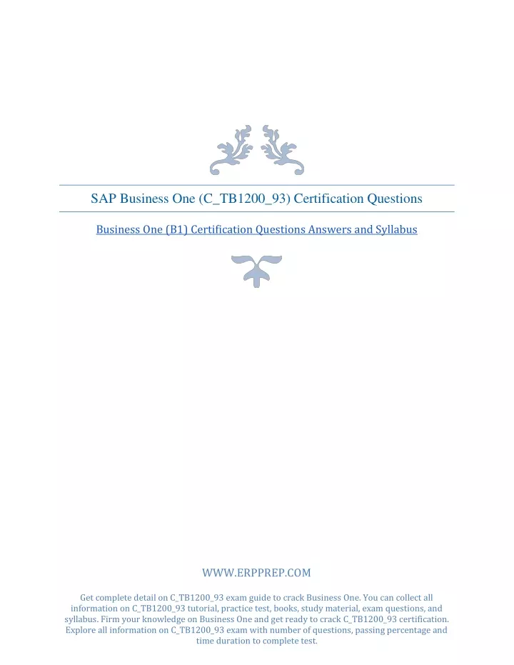 sap business one c tb1200 93 certification