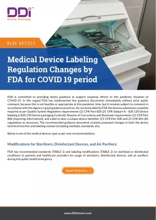 Medical Device Labeling Regulation Changes by FDA for COVID 19 period