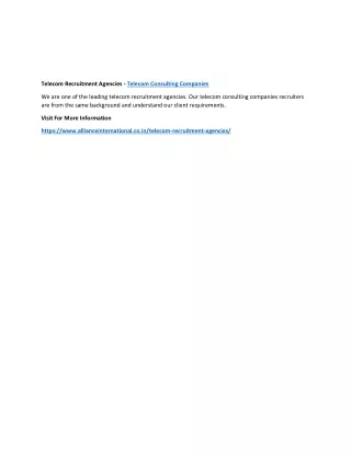 telecom recruitment agencies telecom consulting