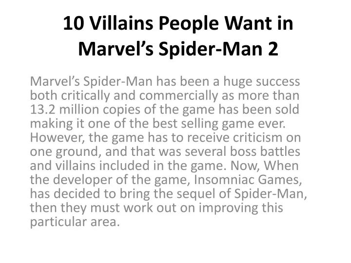 10 villains people want in marvel s spider man 2