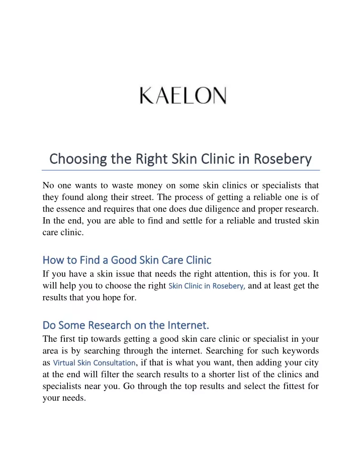 choosing the right choosing the right skin clinic