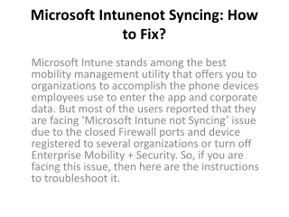 microsoft intunenot syncing how to fix