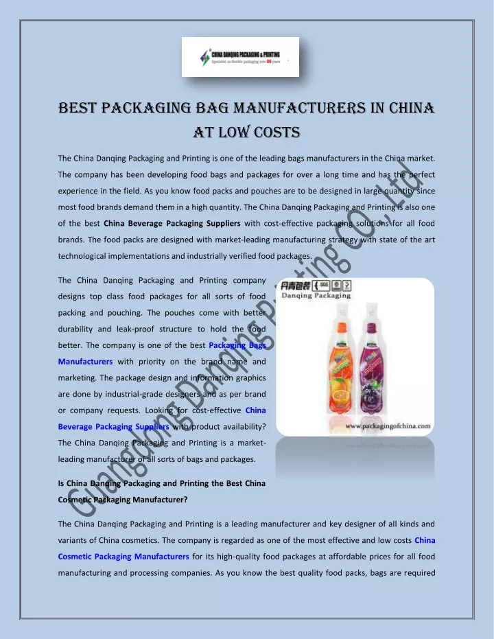 best packaging bag manufacturers in china