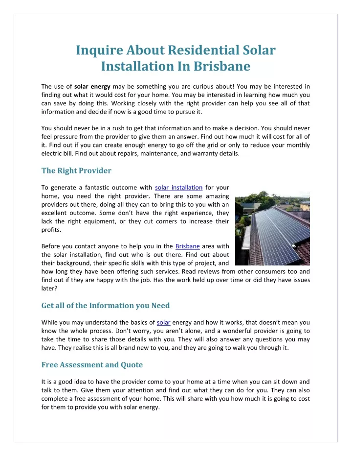 inquire about residential solar installation