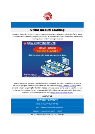 Online Medical Coaching