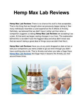 Hemp Max Lab Reviews