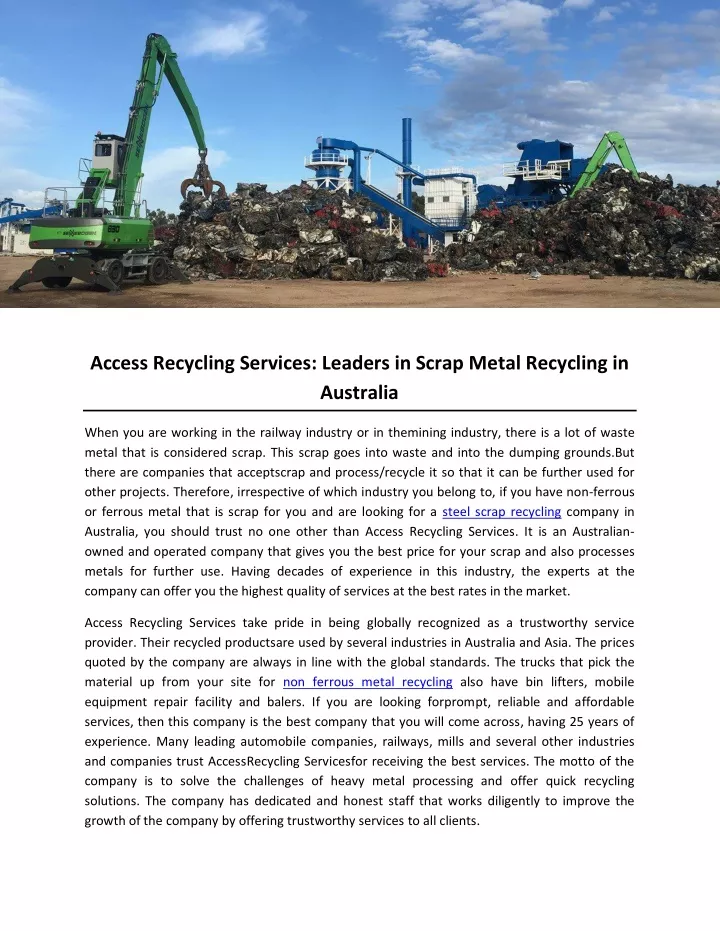 access recycling services leaders in scrap metal