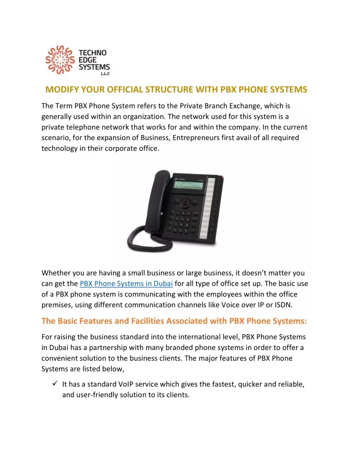 modify your official structure with pbx phone