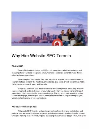 why hire website seo toronto