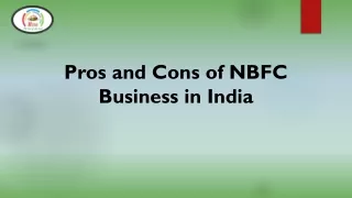 Pros and Cns on NBFC Business in India