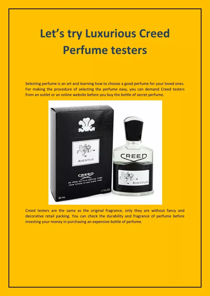 let s try luxurious creed perfume testers