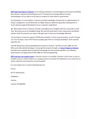 ieee final year project in chennai are furnishing