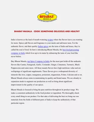 Bharat Masala- Cook Something Delicious and Healthy