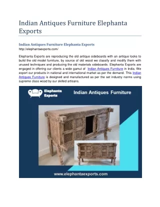 Indian Antiques Furniture Elephanta Exports