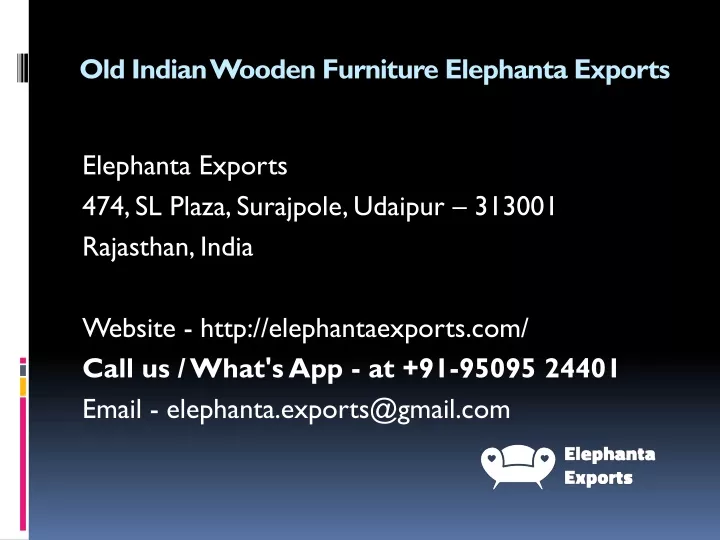 old indian wooden furniture elephanta exports