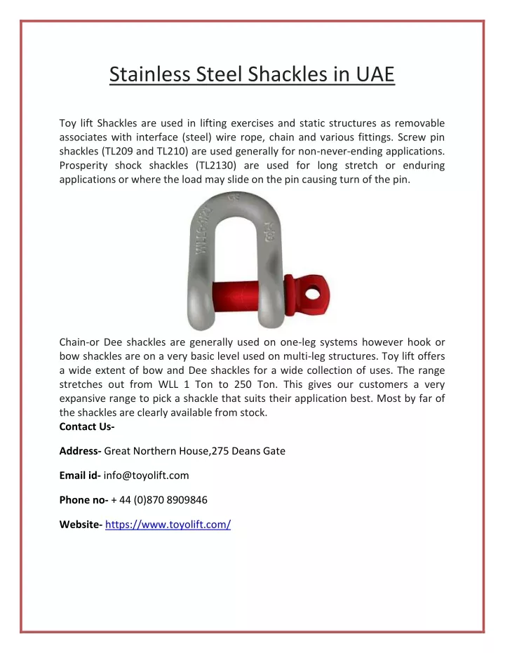 stainless steel shackles in uae toy lift shackles