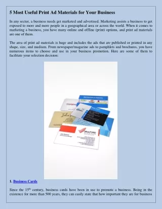 5 most useful print ad materials for your